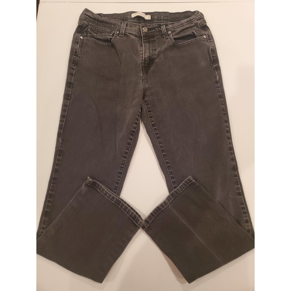 Levis 505 Straight Leg Jeans Womens 12 S/C Faded Black Stretch Denim Pants‎